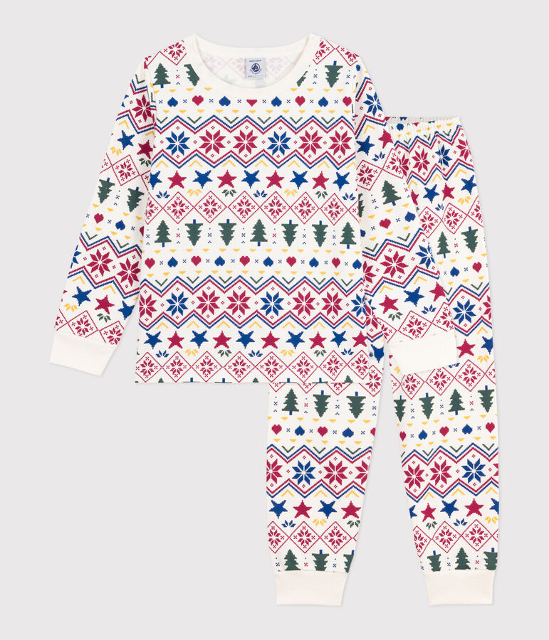 Kinder-Pyjama aus Molton mit Weihnachts-Motiv naturfarben/vielfarbig