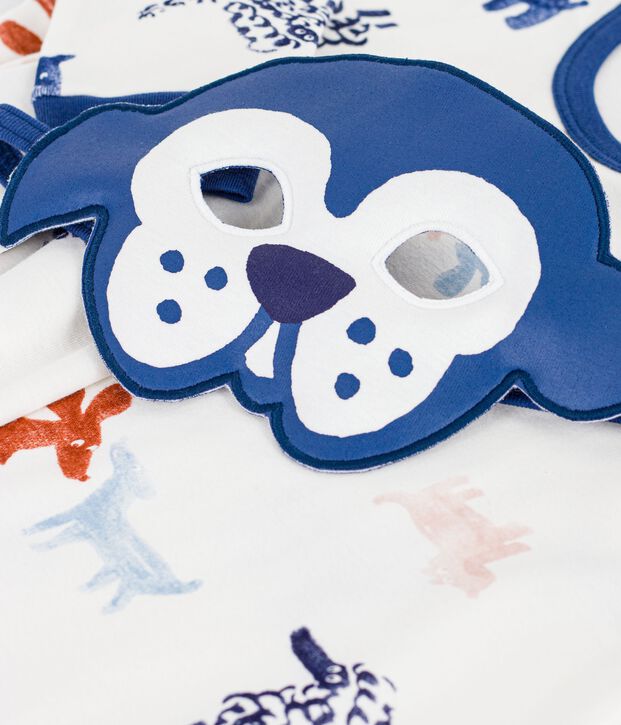 Kinder-Pyjama zum Verkleiden aus Baumwolle mit Hunde-Motiv weiss/vielfarbig