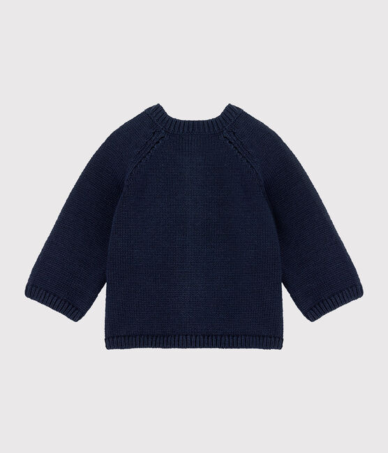Baby-Cardigan aus Woll-/Baumwollstrick für Mädchen blau SMOKING/weiss MULTICO