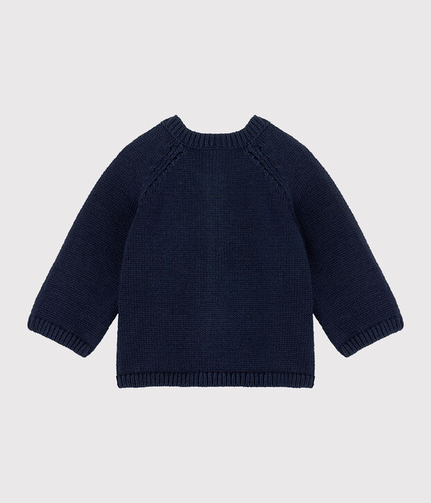 Baby-Cardigan aus Woll-/Baumwollstrick f&uuml;r M&auml;dchen blau/vielfarbig