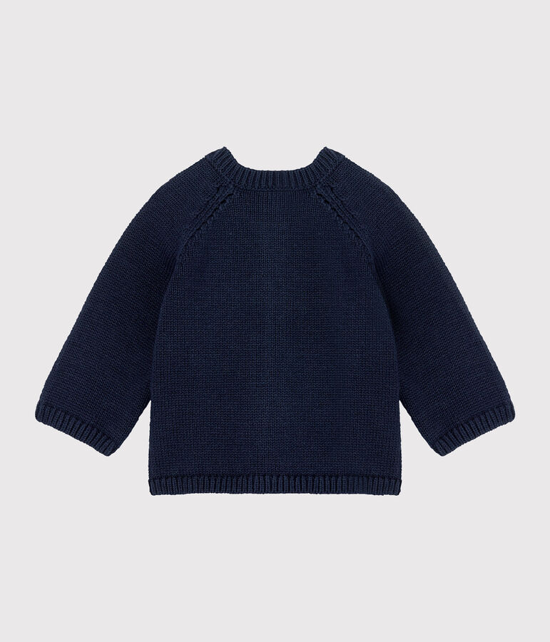 Baby-Cardigan aus Woll-/Baumwollstrick f&uuml;r M&auml;dchen blau/vielfarbig