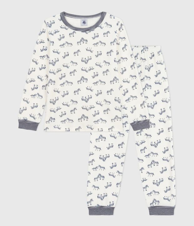 Kinder-Pyjama aus Nicki mit Zebras blau/blau