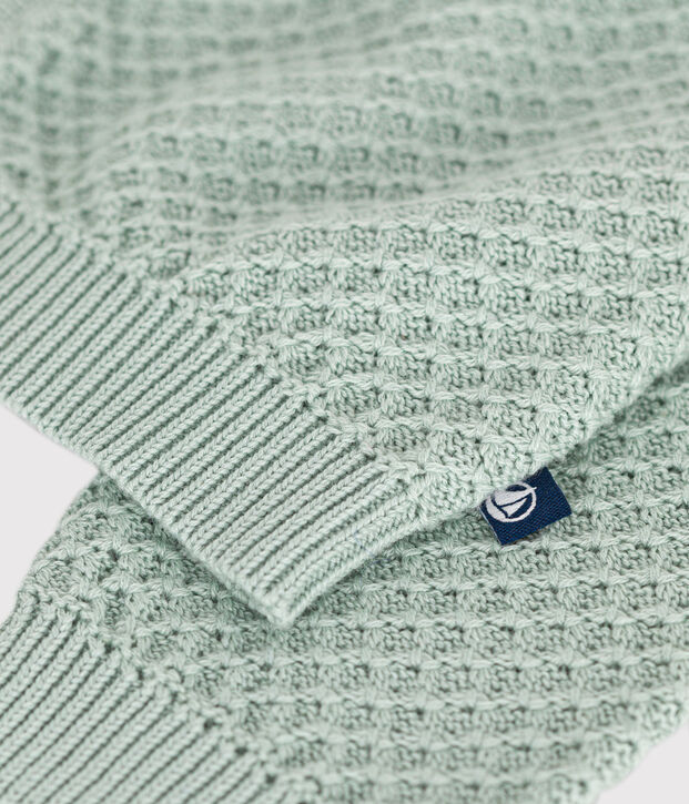 Baby-Cardigan aus Baumwollstrick gr&uuml;n