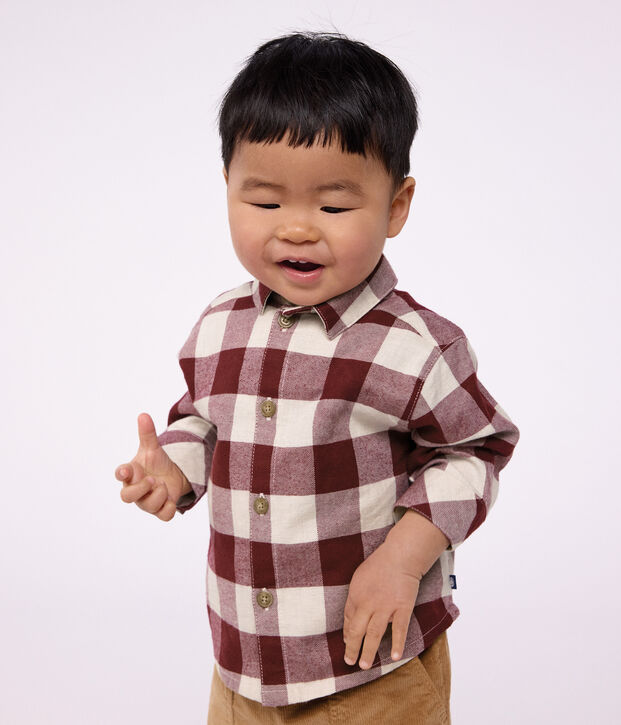 Baby-Hemd aus Flanell mit Karomuster braun/beige