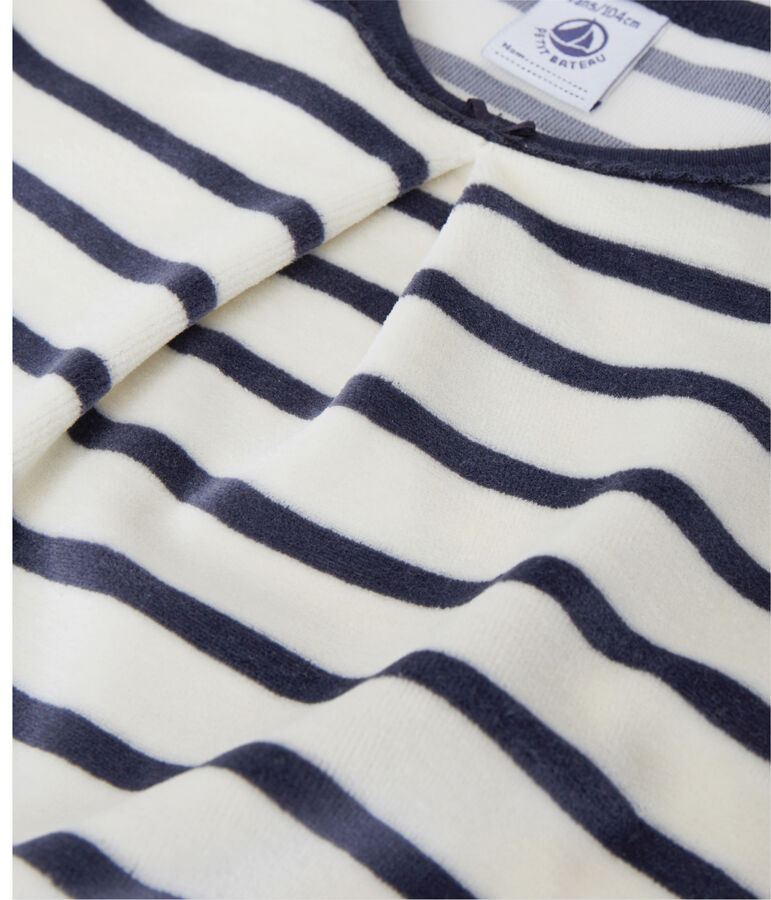 Chemise de nuit fille &agrave; bouclette velours weiss/blau