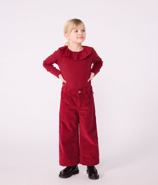 Langärmeliges Kinder-T-Shirt aus einfarbiger Baumwolle AMARANTE