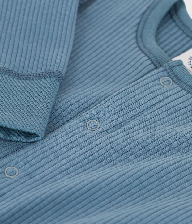 Langer Baby-Overall aus Rippstrick blau