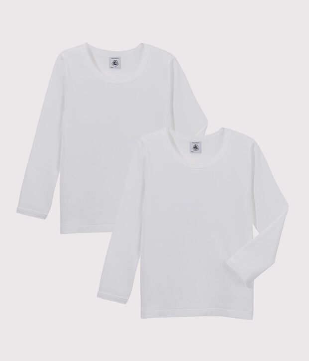 2er-Set lang&auml;rmelige wei&szlig;e T-Shirts f&uuml;r M&auml;dchen vielfarbig