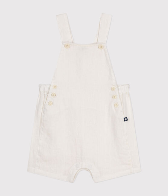 Kurze Baby-Latzhose aus Leinen weiss ECUME