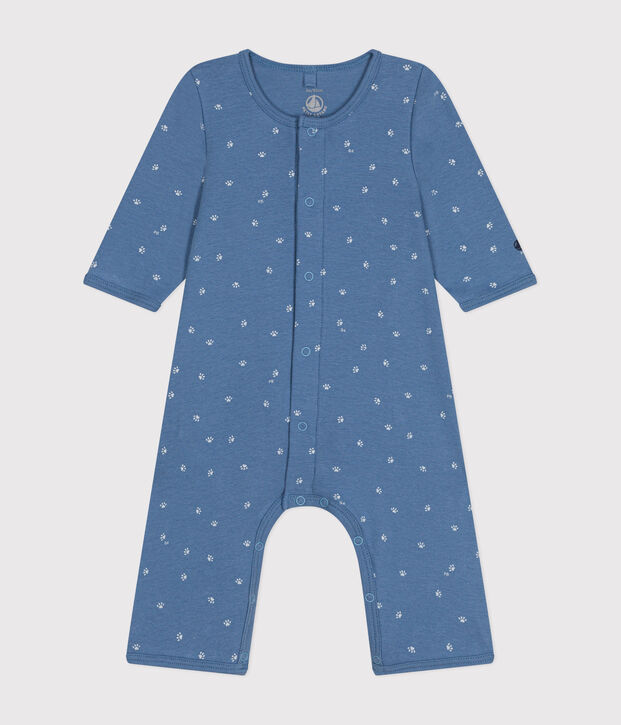 Bodyjama ohne F&uuml;&szlig;e aus Baumwolle blau/weiss