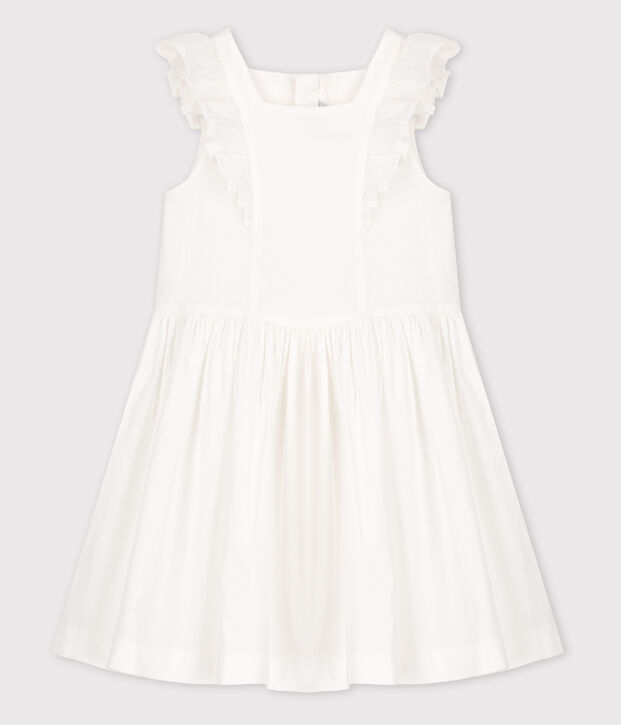 Festliches Kinderkleid aus Popeline f&uuml;r M&auml;dchen weiss