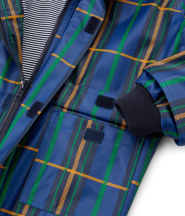 Kinder-Regenjacke mit Karomuster unisex blau/vielfarbig