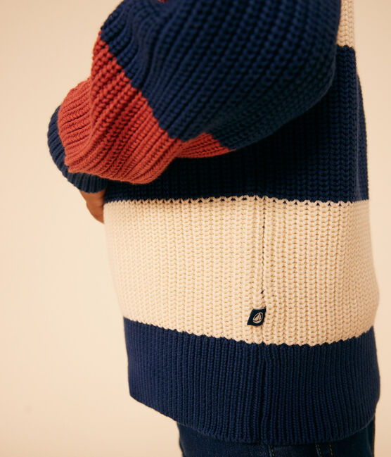Gestreifter Kinderpullover aus Baumwolle weiss AVALANCHE/ MULTICO