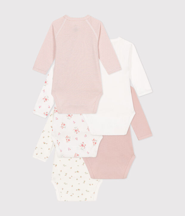 5er-Set lang&auml;rmelige Wickelbodys aus Baumwolle vielfarbig
