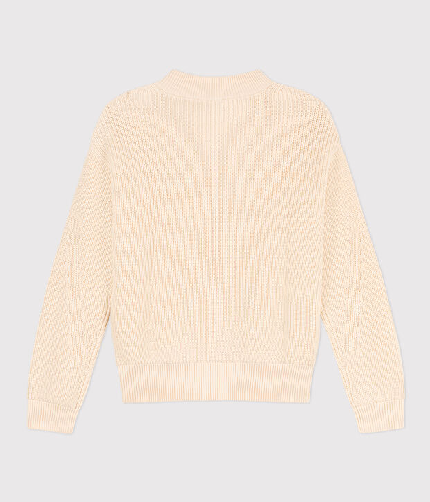 Damenpullover aus Baumwolle mit Patentmuster naturfarben