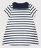 Babykleid aus dickem Bio-Jersey mit Matrosenkragen weiss MARSHMALLOW/blau SMOKING