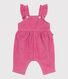 Langbeinige Baby-Latzhose aus einfarbigem Fein-Cord mit Volants