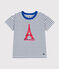 Kurzärmeliges Kinder-T-Shirt aus Jersey weiss MARSHMALLOW/blau MEDIEVAL