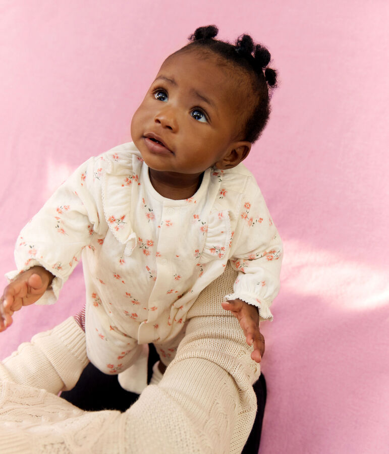 Baby-Set mit R&uuml;schen aus Baumwolle mit Blumenmuster naturfarben/vielfarbig