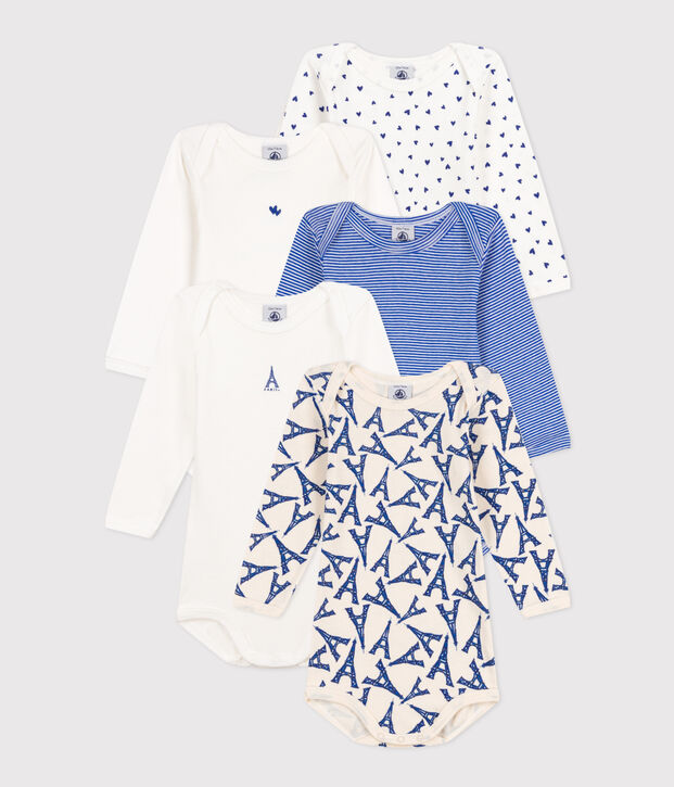 5er-Set lang&auml;rmelige Baby-Bodys Paris aus Baumwolle vielfarbig