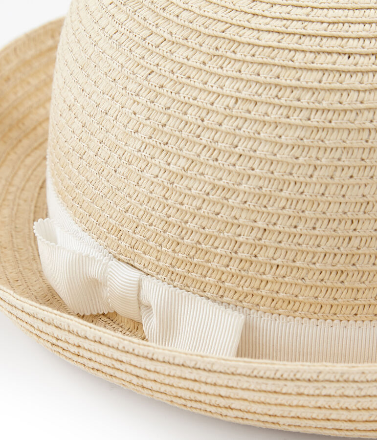 Kinderstrohhut f&uuml;r M&auml;dchen rosa NATUREL