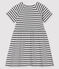 Kurzärmeliges gestreiftes Babykleid für Mädchen weiss MARSHMALLOW/blau SMOKING