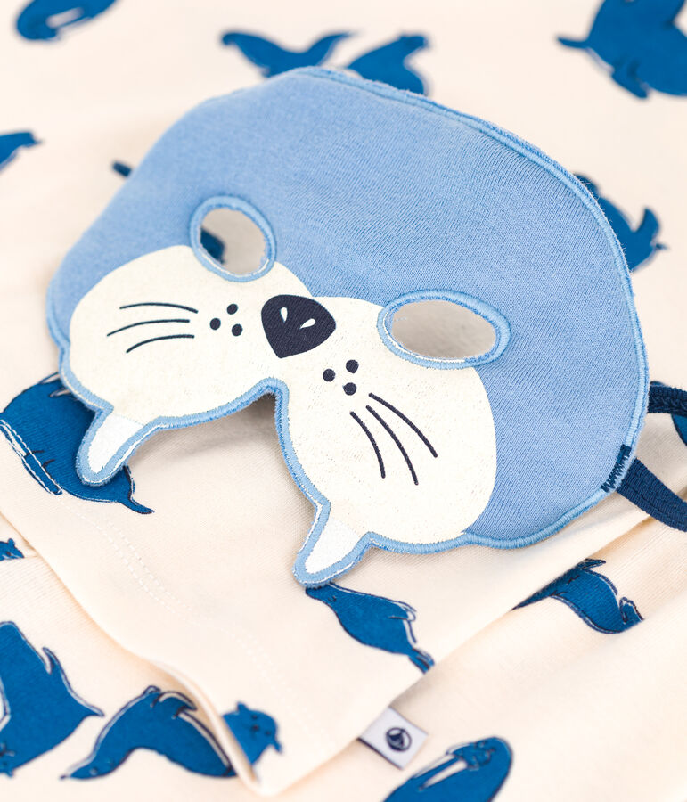 Kinder-Pyjama zum Verkleiden aus Baumwolle mit Walross-Motiv naturfarben/vielfarbig