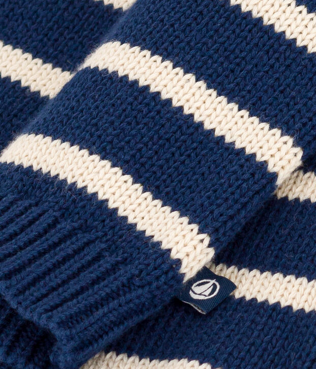 Baby-Pullover aus Baumwolle blau/naturfarben
