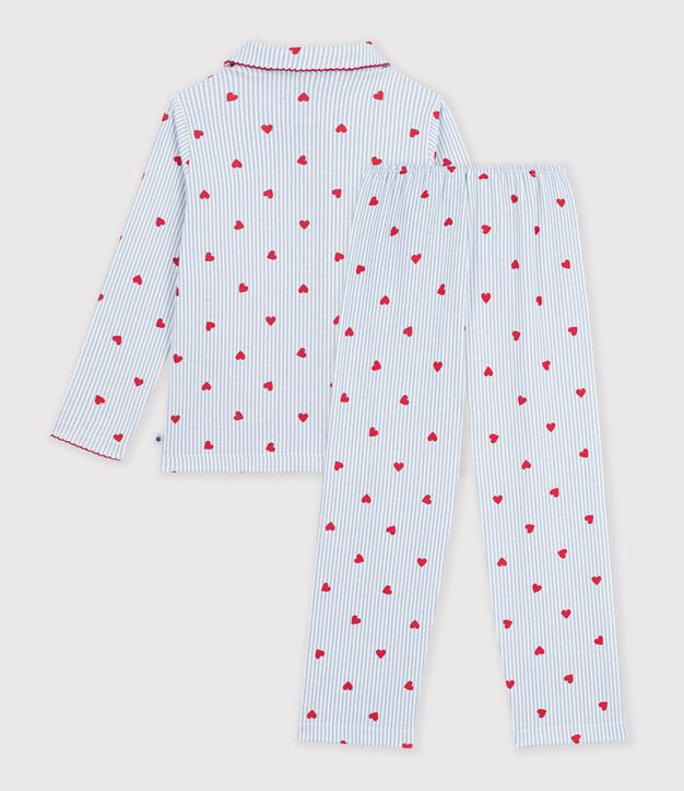Gekn&ouml;pfter Kinder-Pyjama aus Baumwolle mit Herzmotiv weiss/vielfarbig