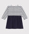 Langärmeliges Kleid für Mädchen blau SMOKING/weiss MARSHMALLOW