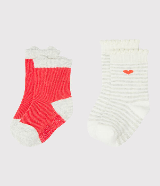 2er-Set Babysocken f&uuml;r M&auml;dchen rot