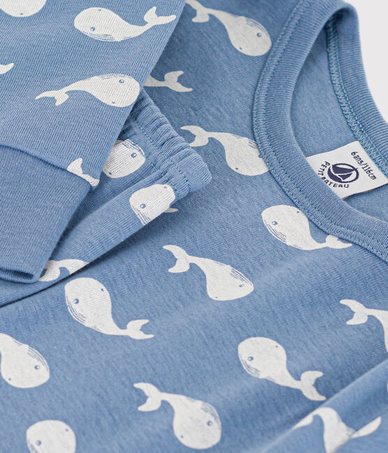 Kinderpyjama aus Baumwolle mit Walmuster blau BEACH/ MARSHMALLOW