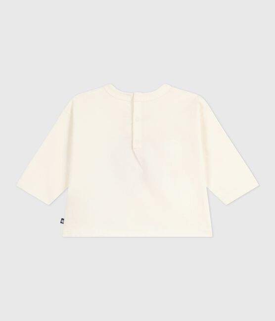 Langärmeliges Baby-T-Shirt aus Baumwolle mit Katzenmotiv naturfarben MILK