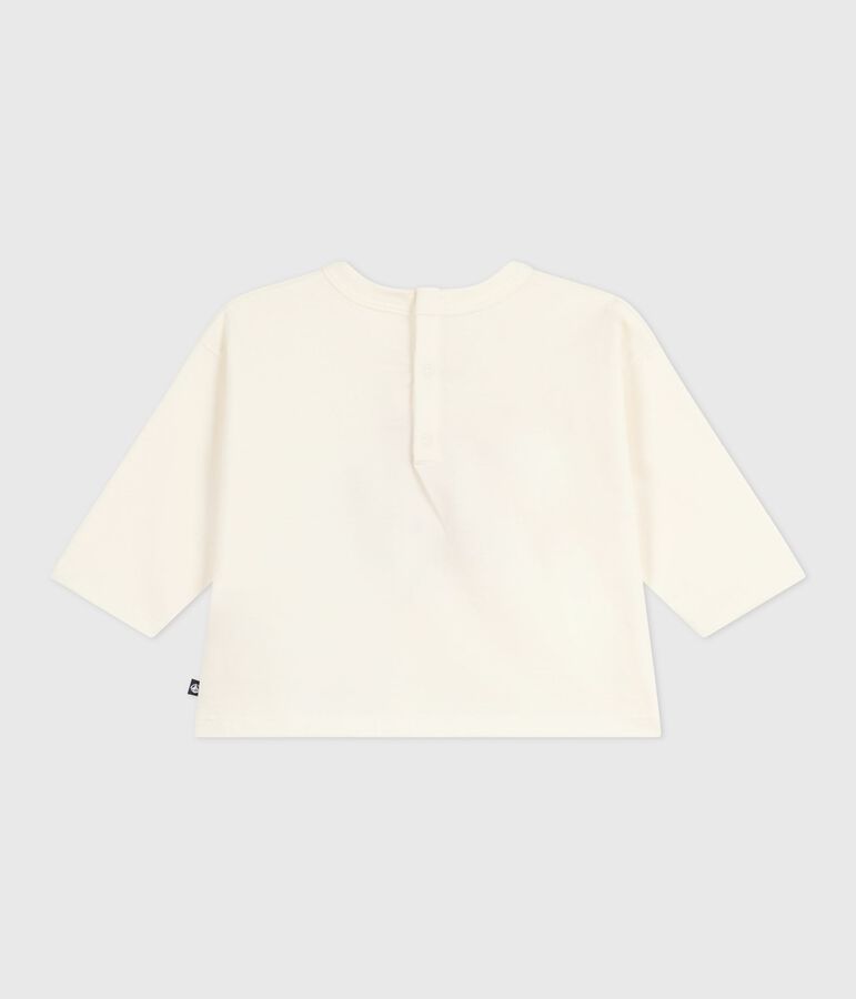 Lang&auml;rmliges Baby-T-Shirt aus Baumwolle naturfarben