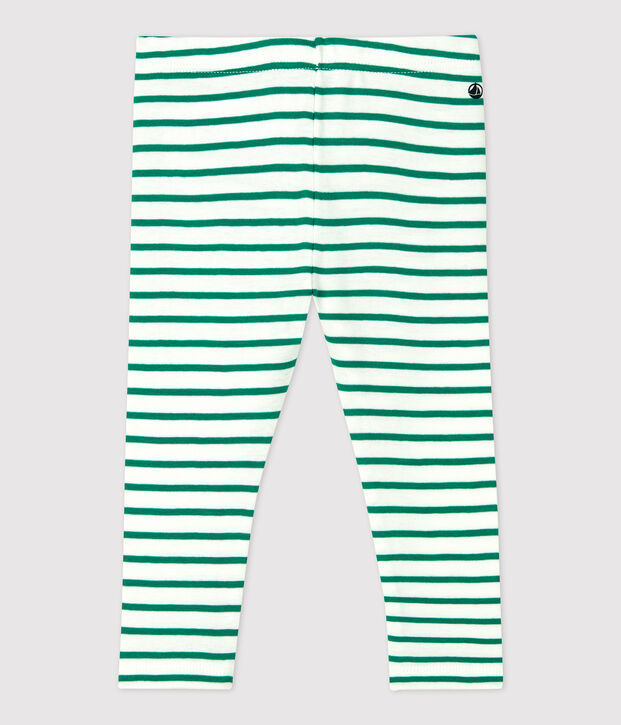 Baby-Leggings aus Baumwolle. weiss/gr&uuml;n