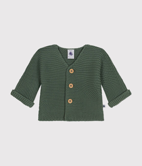 Baby-Cardigan kraus rechts gestrickt grün CROCO