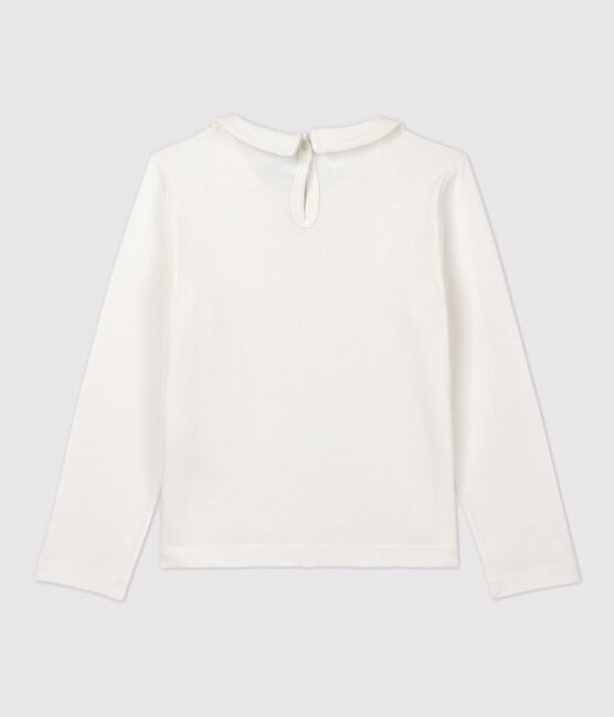 Langärmeliges Kinder-T-Shirt aus Baumwolle für Mädchen weiss MARSHMALLOW