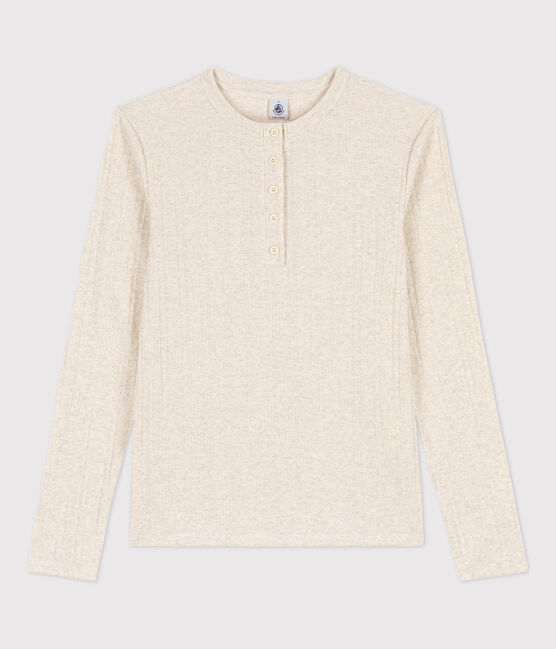 Damen-T-Shirt mit Tunikaausschnitt beige MONTELIMAR CHINE
