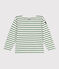 Langärmeliges Kinder-Unisex Streifenshirt aus Baumwolle grün MARSHMALLOW/ PALMERAIE