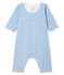 Bodyjama ohne Füße aus Rippstrick für Mädchen blau ACIER/weiss MARSHMALLOW