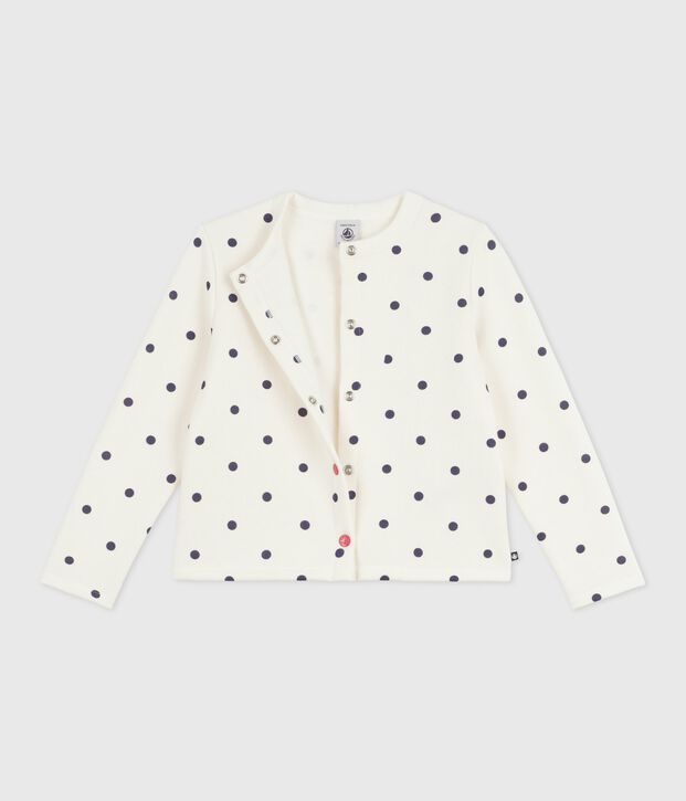 Kinder-Cardigan aus Baumwolle mit P&uuml;nktchen blau/blau