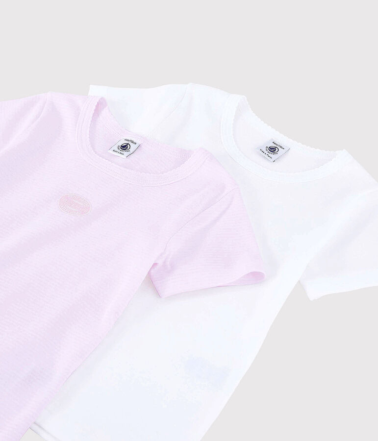 2er-Set kurz&auml;rmelige T-Shirts aus Bio-Baumwolle mit pinkfarbene Ringelstreifen f&uuml;r M&auml;dchen vielfarbig