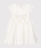 Kurzärmeliges Baby-Kleid aus Satin für Mädchen weiss MARSHMALLOW