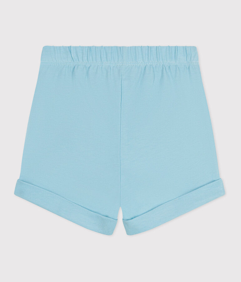 Baby-Shorts aus einfarbiger Baumwolle blau AQUATIC
