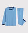 Kinderpyjama aus Rippstrick mit Ringelmuster blau RUISSEAU/weiss MARSHMALLOW
