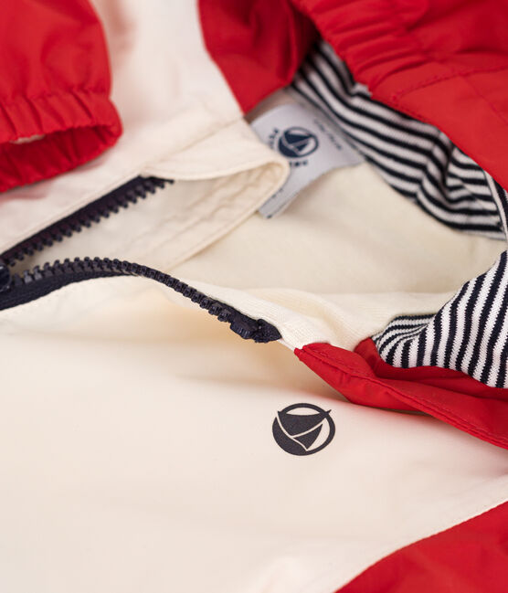 Baby-Windjacke mit Colorblock und Ringelstreifen-Futter rot AURORA/ MULTICO