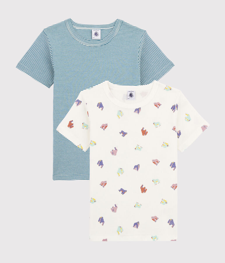 2er-Set kurz&auml;rmelige T-Shirts mit &Auml;ffchenmuster f&uuml;r Jungen vielfarbig