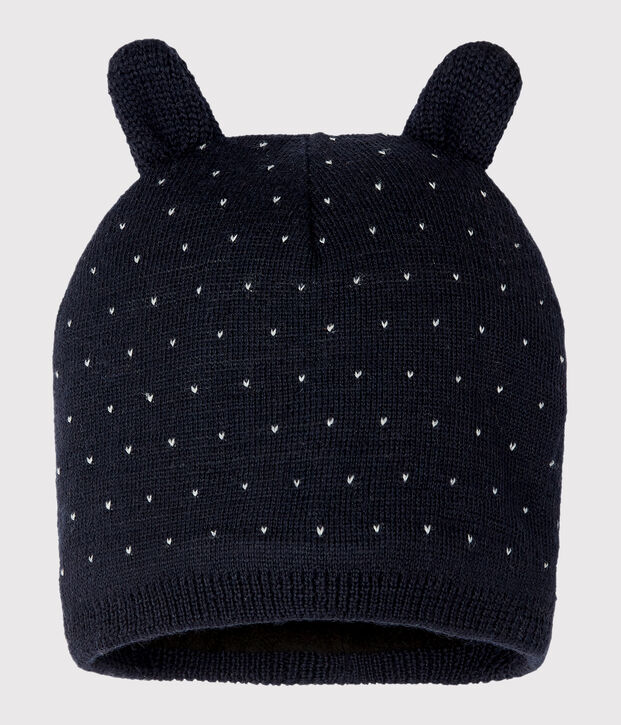 Baby-M&uuml;tze unisex mit Fleecefutter blau/weiss