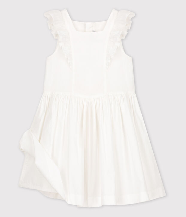 Festliches Kinderkleid aus Popeline f&uuml;r M&auml;dchen weiss
