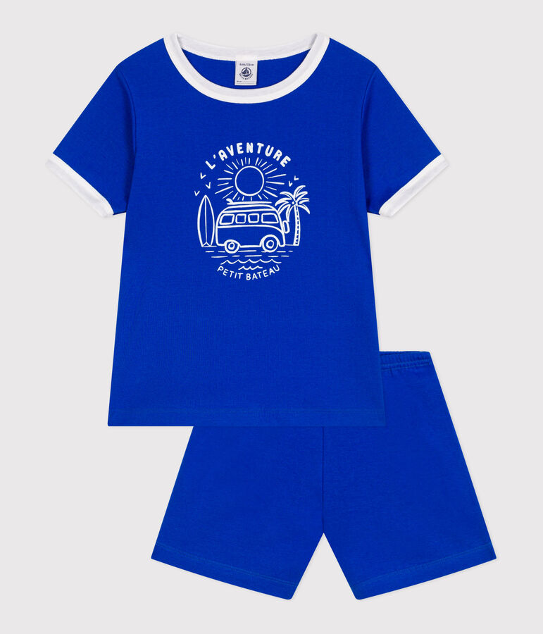 Kinder-Kurzpyjama aus Baumwolle blau PERSE